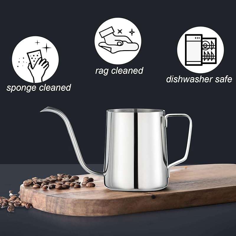PARACITY Pour Over Kettle, Gooseneck Spout Coffee Tea Pot,12OZ Hanging Ear Hand Blunt Long Narrow Drip Cup Gooseneck Kettle, Camping Coffee Pot for Travel Outdoor(Stainless Steel) - Image 6