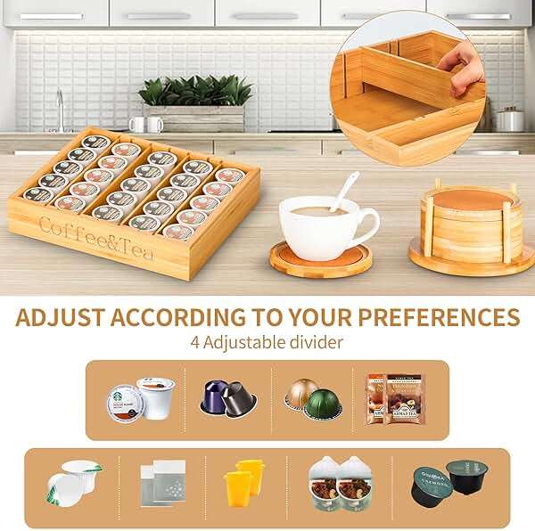 MinBoo Bamboo K Cup Holder for Drawer or Countertop Coffee Pod Holder 25-36 K Cup Pod Storage Tea Bag Organizer Storage for Coffee Station Home Office and Kitchen (Bamboo) - Image 6