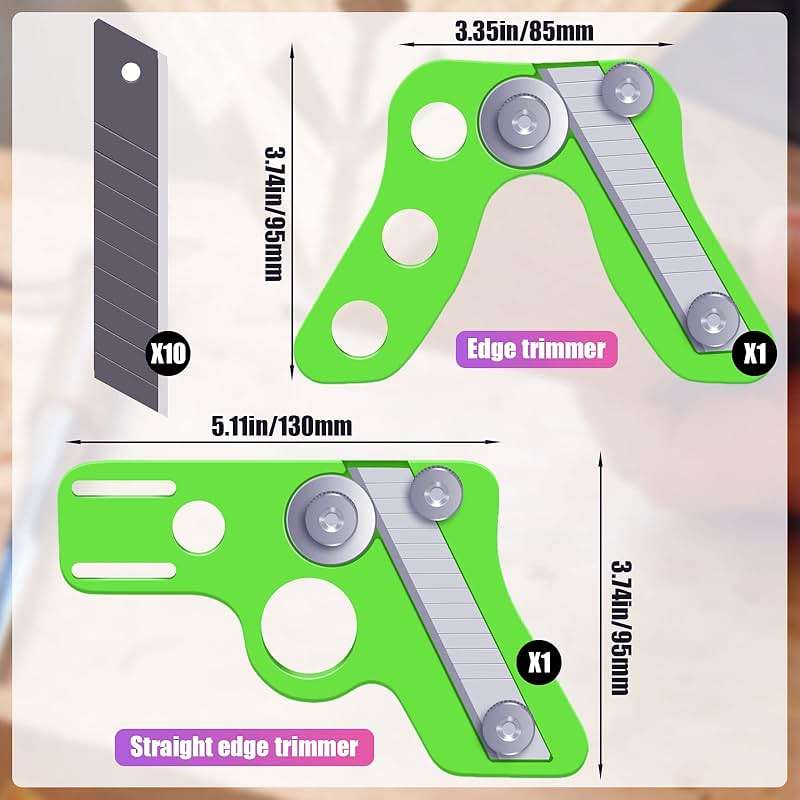 2 Pieces Edge Banding Trimmer Veneer Edge Cutter Tool for Woodworking and 10 Piece Blade for Rounede Curved Straight Furniture Making - Image 5