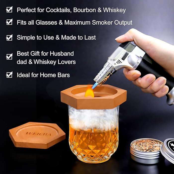 Bourbon Whiskey Gifts for Men - Fun Cocktail Smoker Kit with Torch, Birthday Anniversary Unique Gifts for Husband Dad, Cool Smoked Bourbon Kit, Mens Gift Ideas for Father's Day - Image 9
