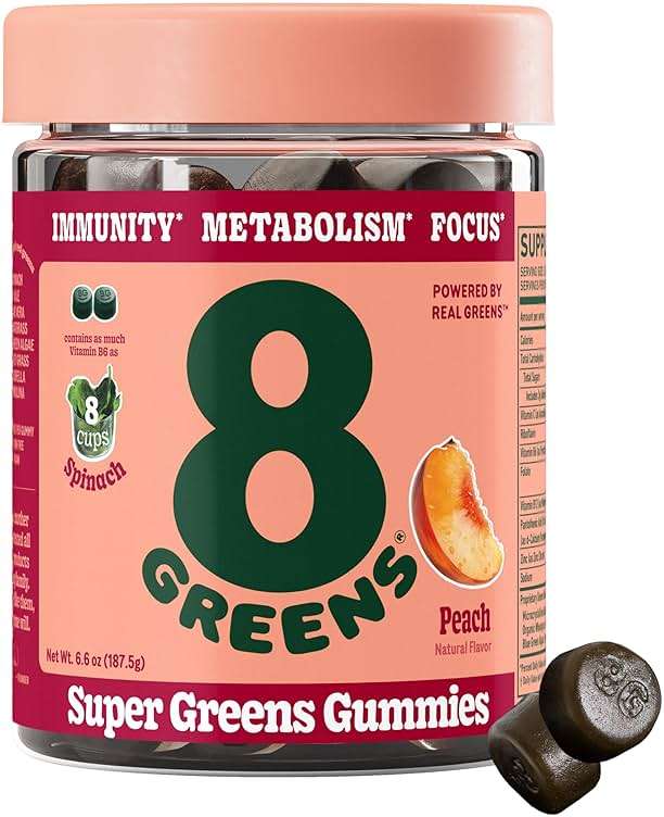 8Greens, Daily Greens Peach Gummies, 50 Count - Image 1