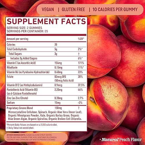 8Greens, Daily Greens Peach Gummies, 50 Count - Image 5