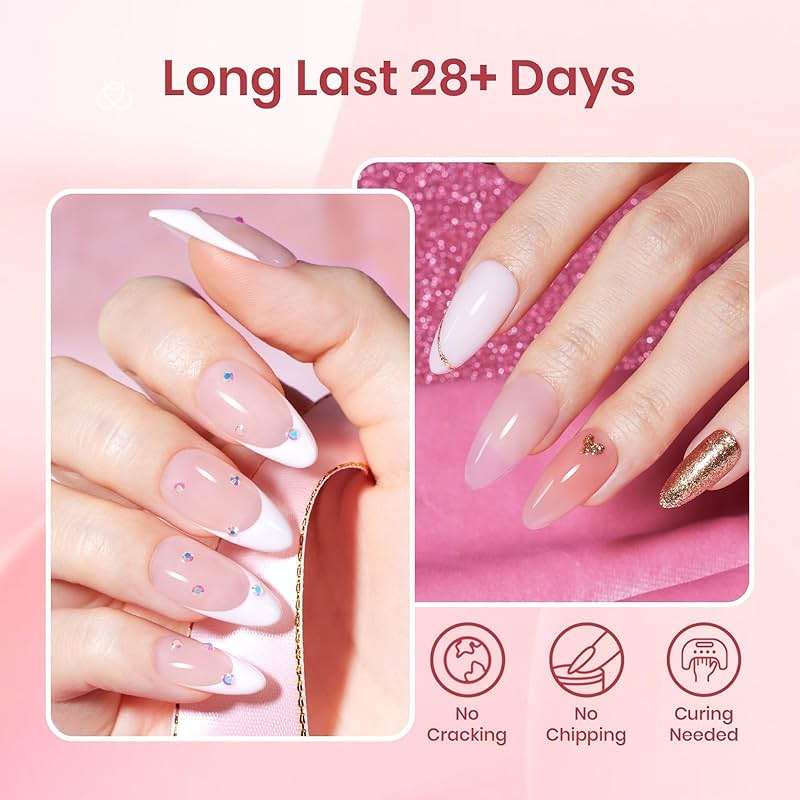 Beetles Poly Nail Gel Kit - 6 Colors Jelly Nude Extension Kit with Slip Solution Builder Nail Enhancement for Beginner & Professional Long Lasting DIY Home Gift for Women, UV & LED Needed - Image 4