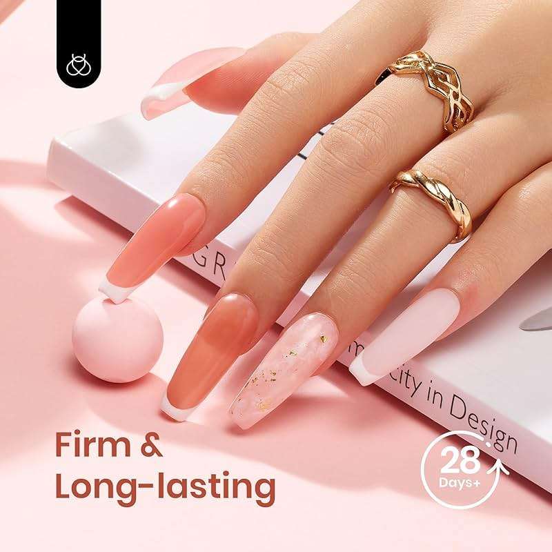Beetles Poly Nail Gel Kit - 6 Colors Jelly Nude Extension Kit with Slip Solution Builder Nail Enhancement for Beginner & Professional Long Lasting DIY Home Gift for Women, UV & LED Needed - Image 5
