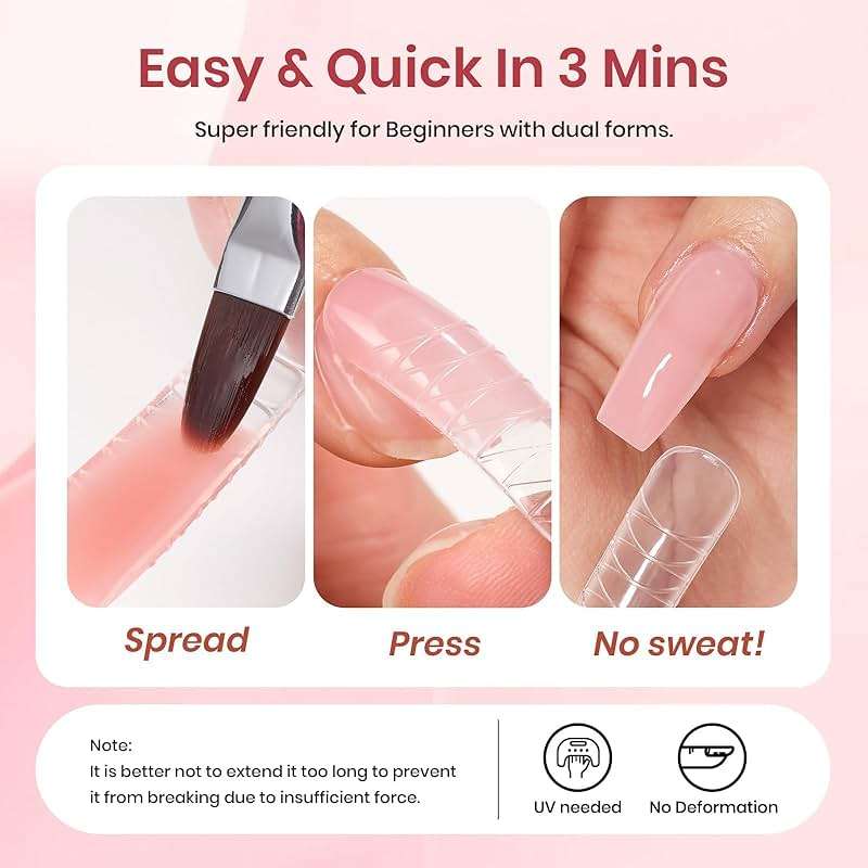 Beetles Poly Nail Gel Kit - 6 Colors Jelly Nude Extension Kit with Slip Solution Builder Nail Enhancement for Beginner & Professional Long Lasting DIY Home Gift for Women, UV & LED Needed - Image 6