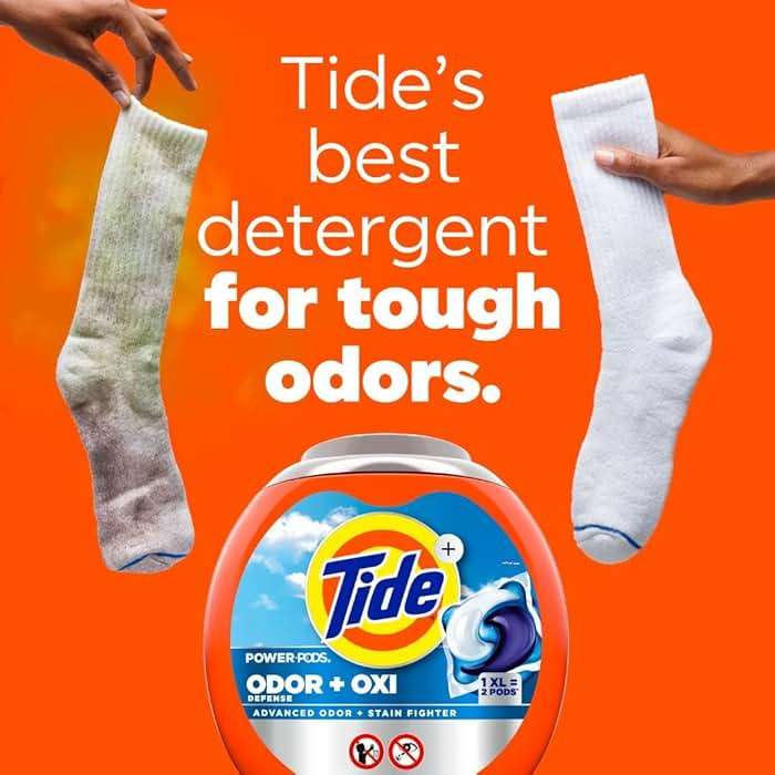 Tide Odor Defense + Oxi Laundry Detergent Pacs, Original Scent, 63 Count, Advanced Odor + Stain Fighter - Image 3