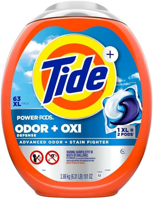 Tide Odor Defense + Oxi Laundry Detergent Pacs, Original Scent, 63 Count, Advanced Odor + Stain Fighter - Image 10