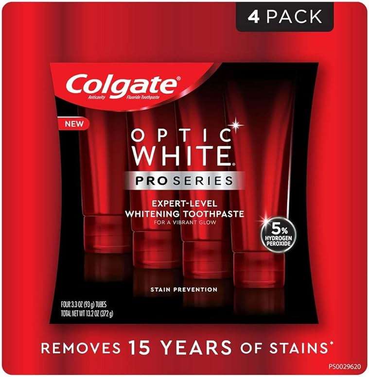 Colgate Optic White Toothpaste Pro Series Stain Prevention 3.3 Ounce (Pack of 4) - Image 1