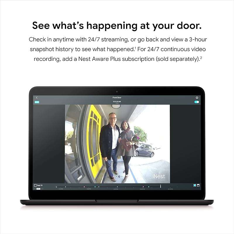 Google Nest Doorbell (Wired) - Formerly Nest Hello - Video Doorbell with 24/7 Streaming - Smart Doorbell Camera for Home with HDR Video, HD Talk and Listen, Night Vision, and Person Alerts - Image 7