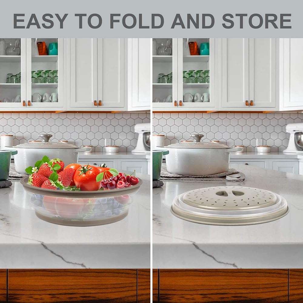 2 in 1, Aidacom Microwave Splatter Cover for Food & Silicone Microwave Mat, Mat as Bowl Holder, Trivet, Pot Holders, Drying, Baking, Utensils Rest for Kitchen Counter, Dishwasher Safe, Grey - Image 5