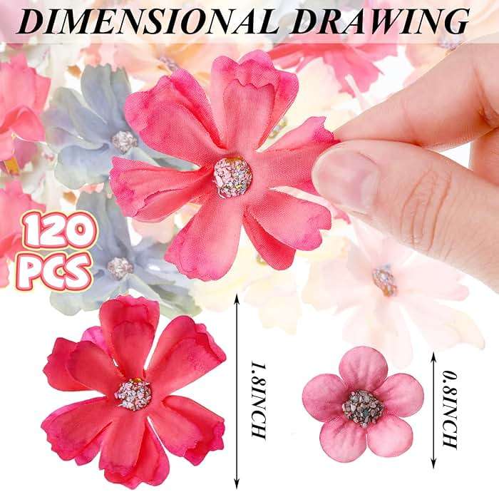 Geosar 120 Pcs Artificial Flowers Bulk Mini Silk Flower for Crafts Fake Small Flowers Heads Floral Arrangement Decor for Spring DIY Wreath Wedding Bouquet Decoration(Multicolor,Classic Style) - Image 3