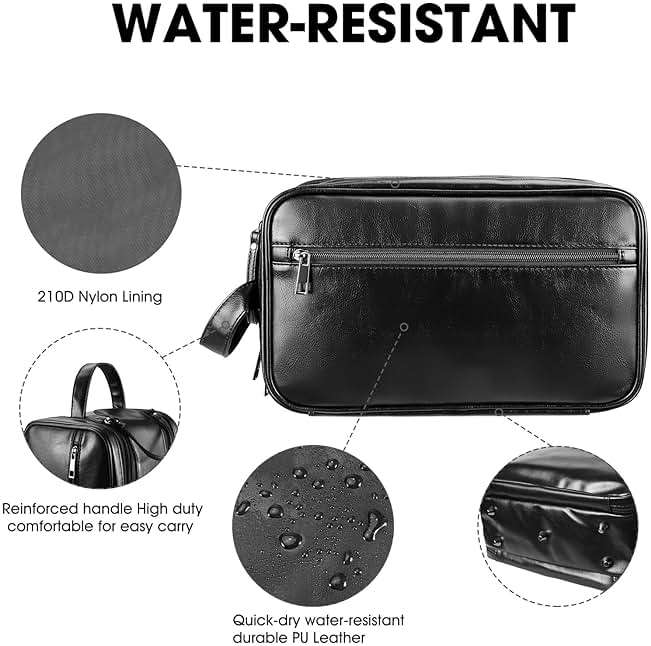 BNSPOCKET Personalized Leather Travel Toiletry Bag for Men, Large Travel Bathroom Shaving Dopp Kit, Large Cosmetic Bag Waterproof - Image 6