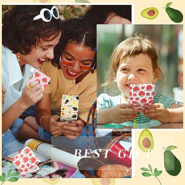 Vicenpal Compact Summer Mirror Small Pocket Fruit Design Mini Magnifying Portable Makeup Compact PU Leather Double Sidepocket Mirror for Mother's Day Women Party Baby Shower Gifts(Fruit Style) - Image 4