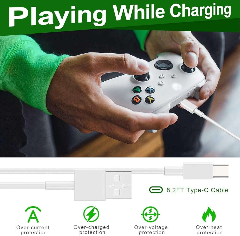 KEKUCULL Controller Battery Pack Compatible with Xbox Series S/X, 1400 mAh Rechargeable Battery Pack Fast Charging for Xbox Charging Accessories Kit with 8.2ft Charge Cable - Image 5