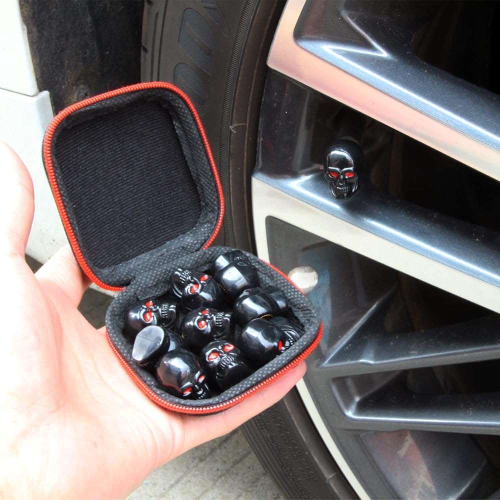 Dsycar Black Tire Valve Stem Caps, 10 Pack Skull Style Valve Caps, Antirust Copper Liner Tire Caps, Universal for Cars, SUVs, Bike, Trucks and Motorcycles Black - Image 7