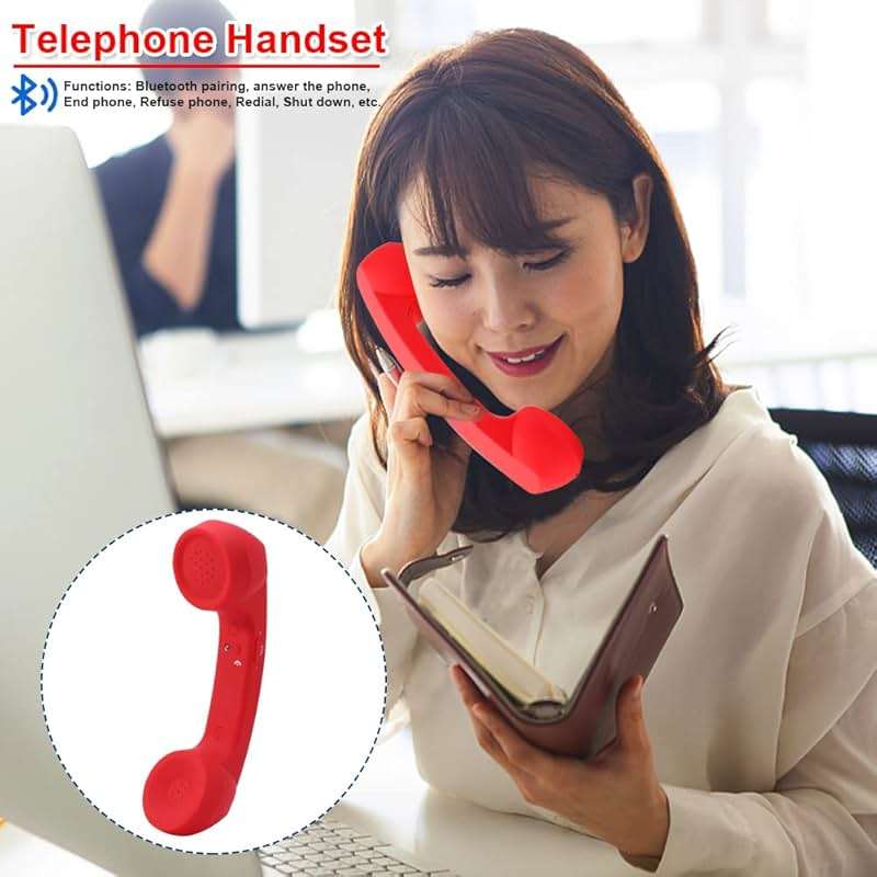 EMVANV Cordless Telephone Handset, Retro Wireless Mobile Phone Telephone Handset Receivers Headphones Radiation Proof Stereo Convenient Call Cell Phone(Red) - Image 7