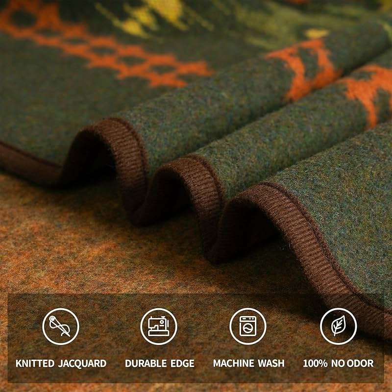 ACUSHLA Merino Wool Blanket - Warm Thick Washable Large Bed Couch Outdoor Camping Sleeping Throw Blanket All Seasons, Myers Green 79x63 - Image 8