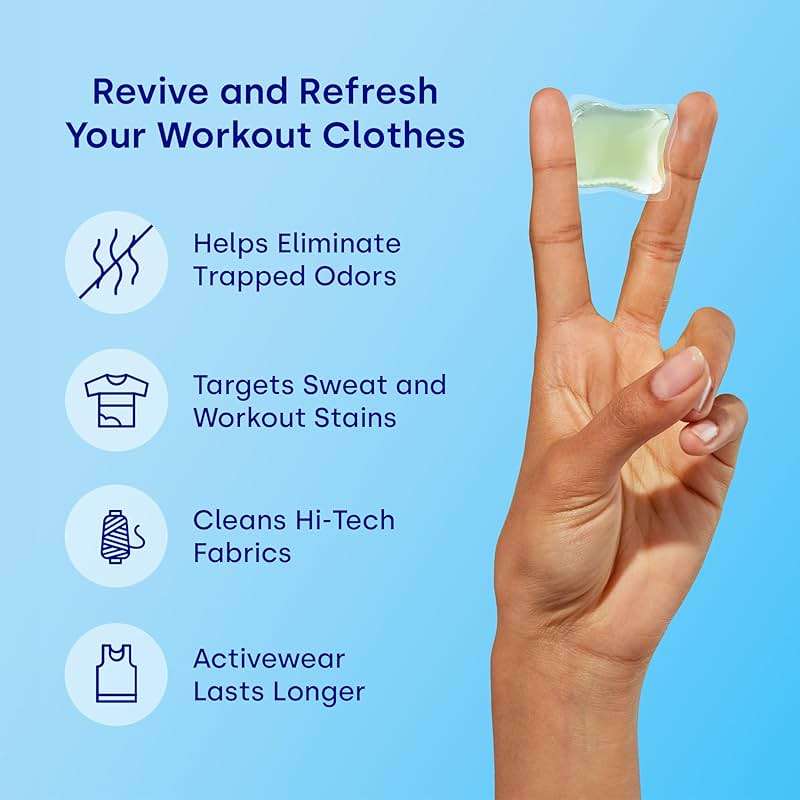 Dropps Activewear Laundry Detergent Pods, Crisp Breeze (64 Count) - Powerful Laundry Pods | Fights Sweat & Body Odors | For Synthetic Workout Clothes | Clean Ingredients | Plastic Free Packaging - Image 3