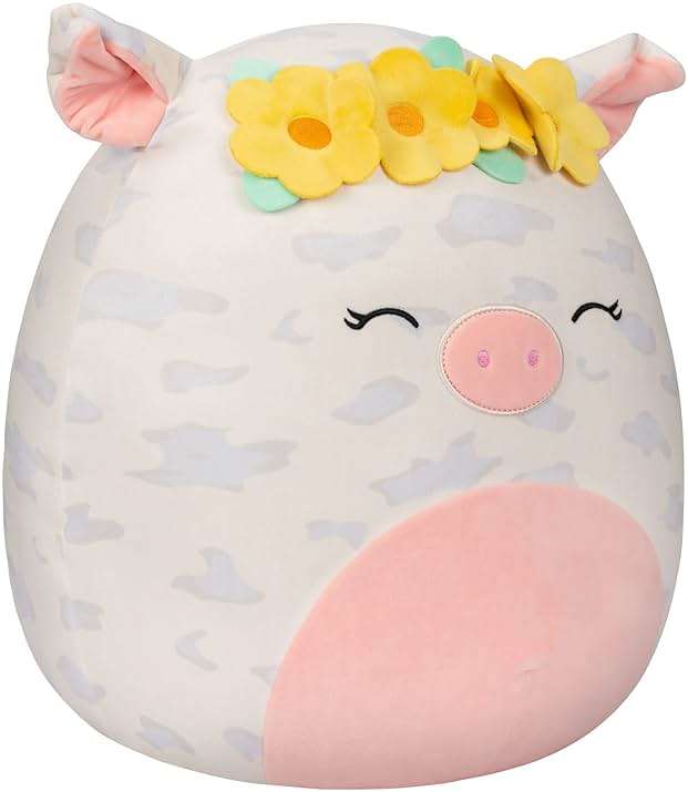 Squishmallows 16-Inch Rosie Spotted Pig with Yellow Flower Crown - Large Ultrasoft Official Kelly Toy Plush - Amazon Exclusive - Image 4