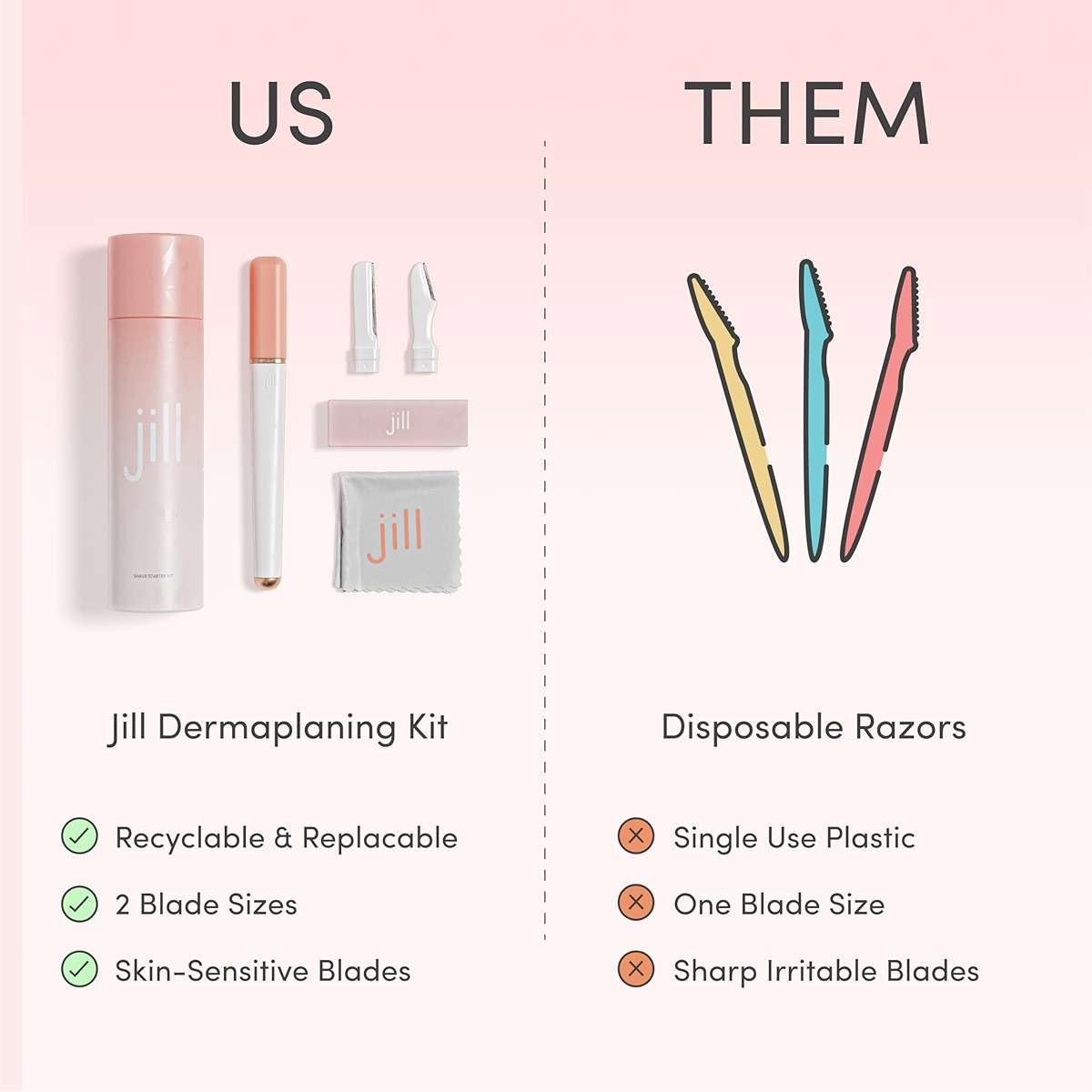 Jill Dermaplane Razor Refills for Women – 8 Single-Use Face Razor Blades for Facial Hair Removal & Exfoliation – Fits Jill V1 Dermaplaner Only (Not Compatible with V2 Kit) - Image 6
