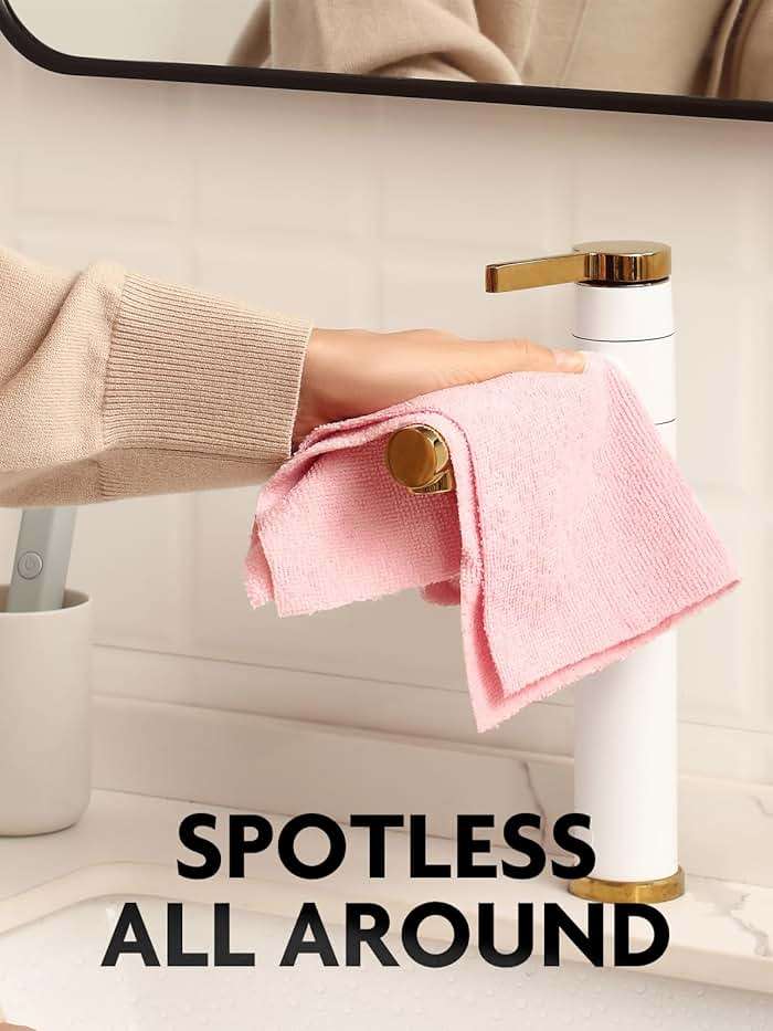 Fantasticlean Microfiber Cleaning Cloth Roll -75 Pack, Tear Away Microfiber Towels, 12" x 12", Reusable, Washable, Scratch Free, Ultra Absorbent Dishcloth for All-Around Cleaning Supplies (Pink) - Image 5