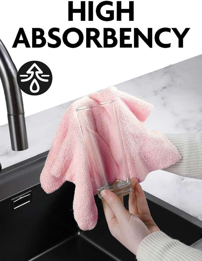 Fantasticlean Microfiber Cleaning Cloth Roll -75 Pack, Tear Away Microfiber Towels, 12" x 12", Reusable, Washable, Scratch Free, Ultra Absorbent Dishcloth for All-Around Cleaning Supplies (Pink) - Image 6