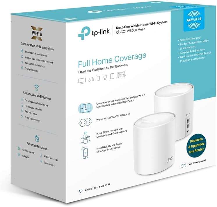 TP-Link Wi-Fi 6 AX3000 Mesh Router System | 2- Mesh Routers | Deco W6000(2-Pack) | 5,000 sq. ft. of WiFi Coverage (Renewed) - Image 6