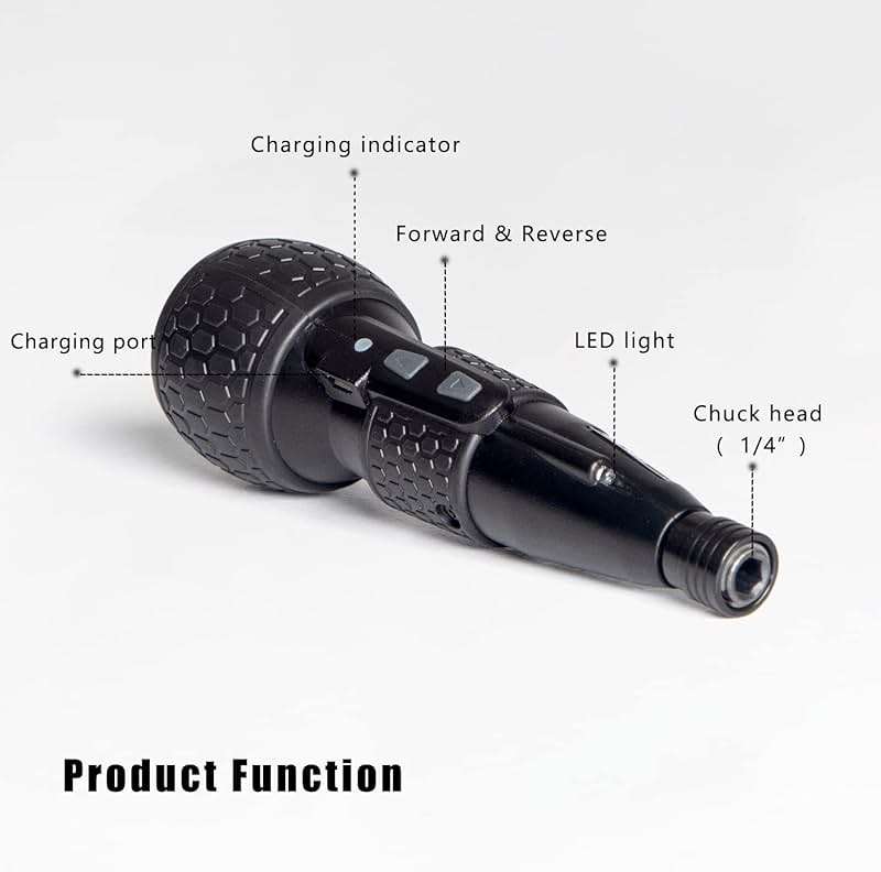 SHENHAOXU 3.6V Cordless Electric Screwdriver Rechargeable portable Mini Rotary Home Gadget，Automatic Manual all in one with LED Light and USB-C Charging Cable BLACK - Image 3