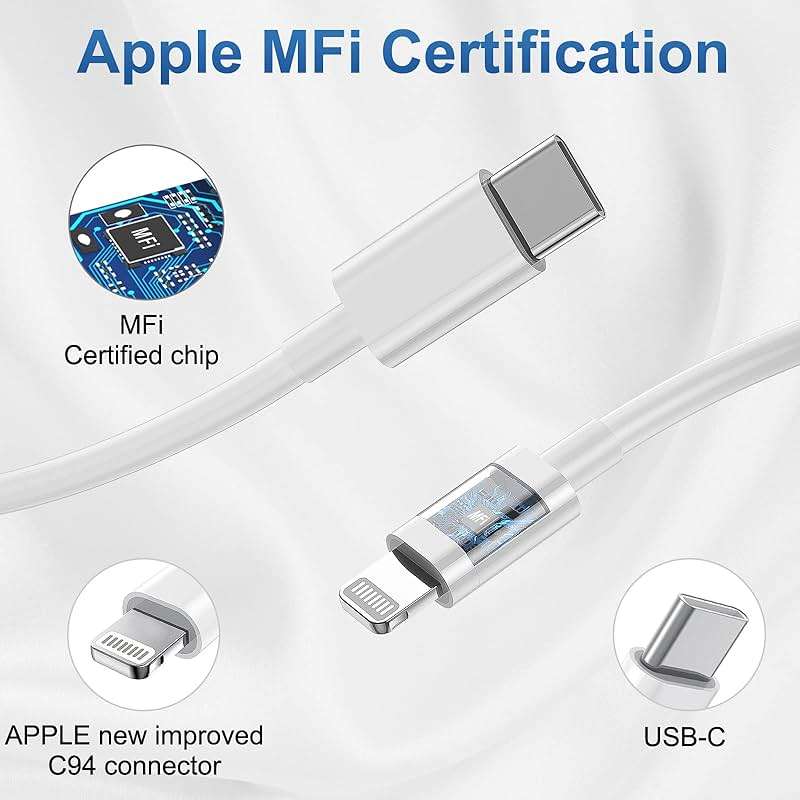iPhone Charger Fast Charging 2 Pack Type C Wall Charger Block with 2 Pack [6FT&10FT] Long USB C to Lightning Cable for iPhone 14/13/12/12 Pro Max/11/Xs Max/XR/X,AirPods Pro - Image 5