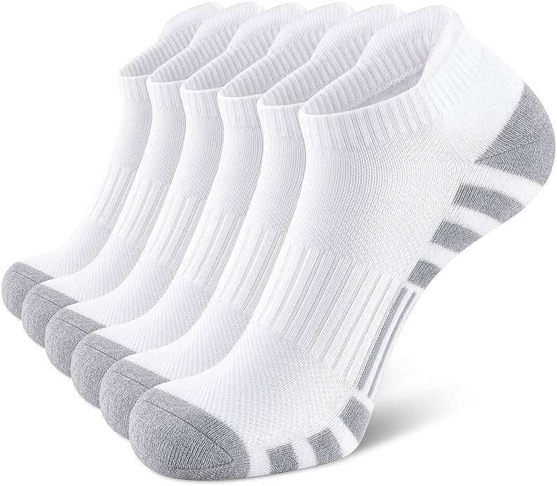 Airacker Athletic Running Ankle Cotton Socks, Low Cut Cushioned functional Anti-Blister Tab Sports Socks for Men Women 6pairs - Image 1