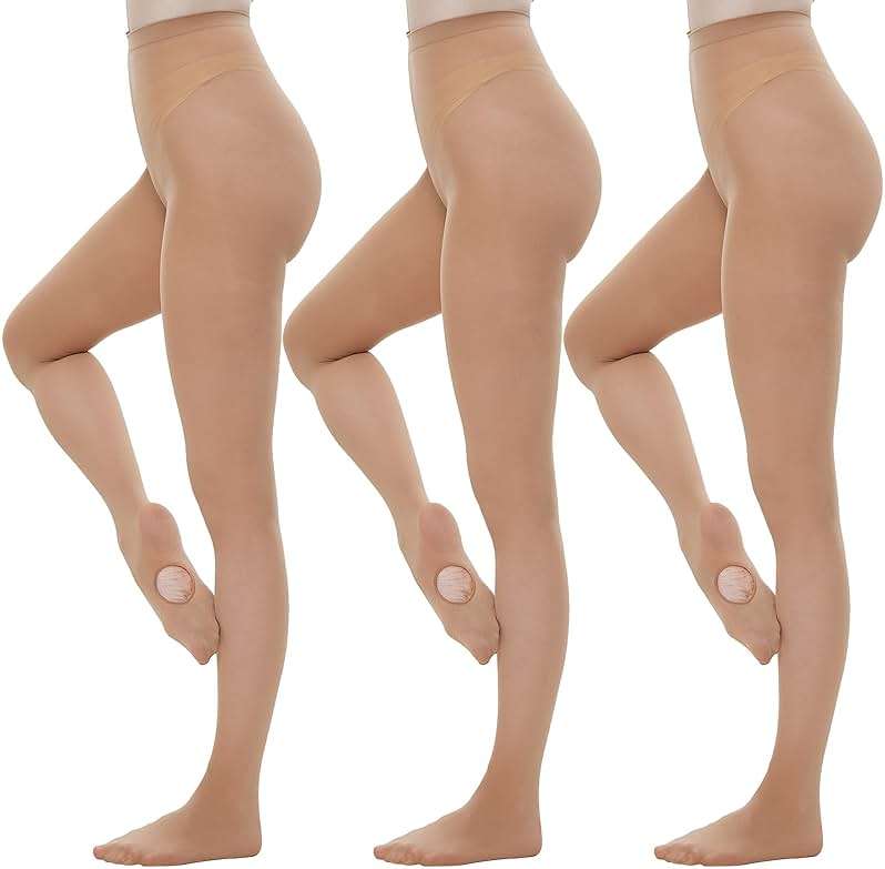 MANZI Dance Tights for Women Solid Color Ballet Tights Comfortable Convertible Opaque Tights Pack of 3 - Image 1