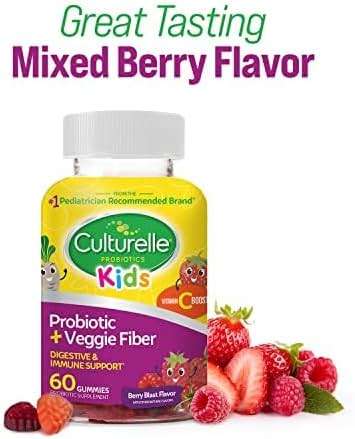 Culturelle Daily Probiotic For Kids + Veggie Fiber Gummies (Ages 3+) - 60 Count - Digestive Health & Immune Support – Berry Flavor with a Vitamin C Boost - Image 5
