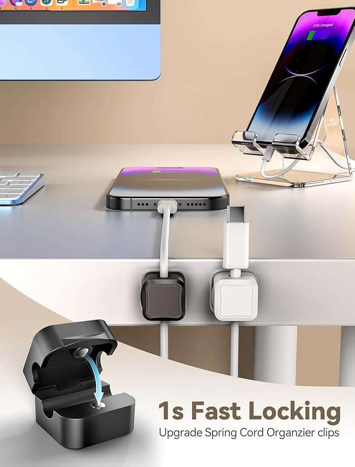 TOPGO Acrylic Cell Phone Stand, Clear Phone Holder for Office Desk, Vanity, Kitchen, Bedside Table, Compatible with iPhone 17/Smartphones/iPad/Switch/Kindle, Office Desk Accessories - Image 2