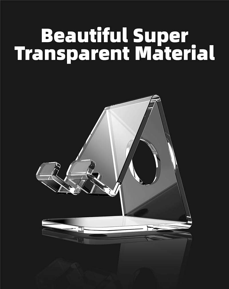 TOPGO Acrylic Cell Phone Stand, Clear Phone Holder for Office Desk, Vanity, Kitchen, Bedside Table, Compatible with iPhone 17/Smartphones/iPad/Switch/Kindle, Office Desk Accessories - Image 8