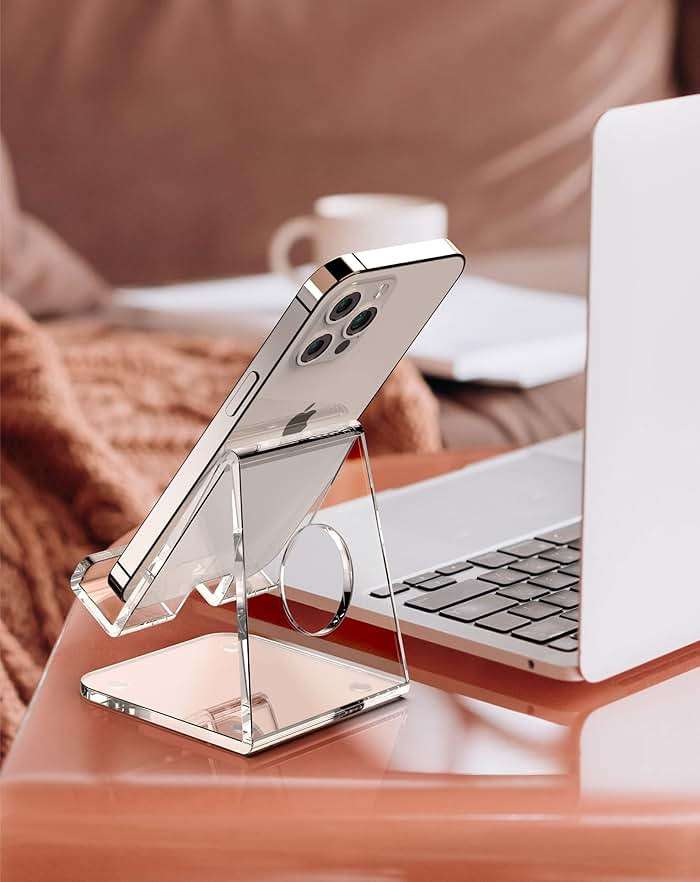 TOPGO Acrylic Cell Phone Stand, Clear Phone Holder for Office Desk, Vanity, Kitchen, Bedside Table, Compatible with iPhone 17/Smartphones/iPad/Switch/Kindle, Office Desk Accessories - Image 9