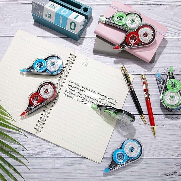 Mimorou 54 Pack Correction Tape Bulk White Correctional Fluid Tape Easy to Use Applicator Corrector Correct Wrong Writing Eraser for Office Education Supplies, 20 Feet - Image 2