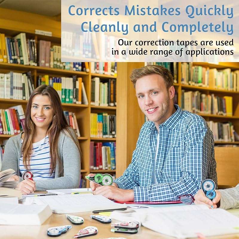 Mimorou 54 Pack Correction Tape Bulk White Correctional Fluid Tape Easy to Use Applicator Corrector Correct Wrong Writing Eraser for Office Education Supplies, 20 Feet - Image 7
