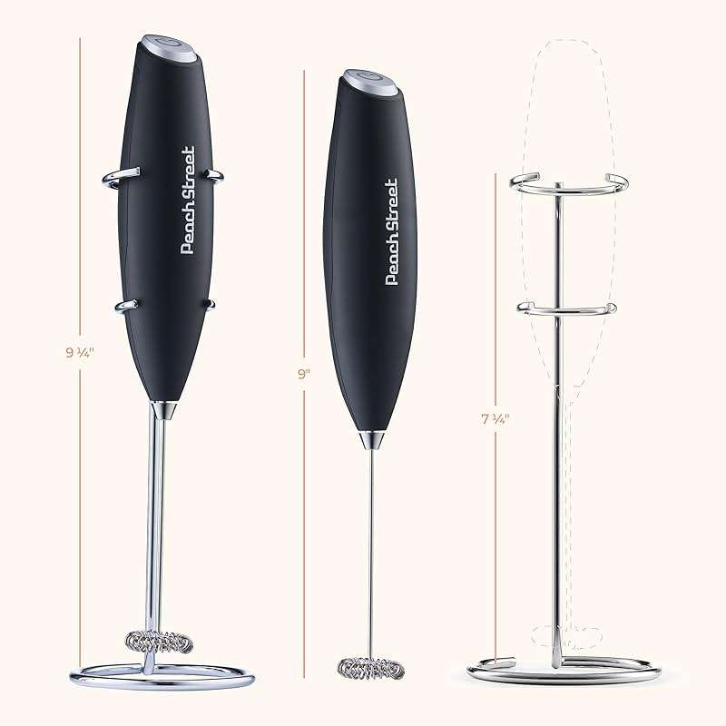 Powerful Handheld Milk Frother, Mini Milk Frother Wand, Battery Operated Stainless Steel Drink Mixer - Frother Stand for Milk Coffee, Lattes, Cappuccino, Frappe, Matcha, Hot Chocolate. Gift - Image 3