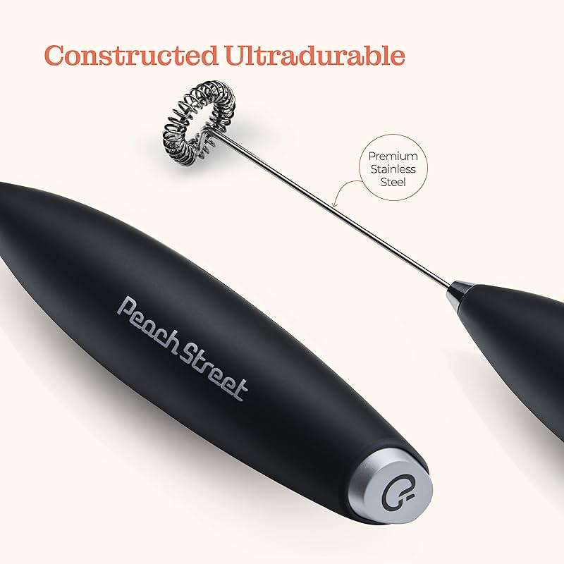 Powerful Handheld Milk Frother, Mini Milk Frother Wand, Battery Operated Stainless Steel Drink Mixer - Frother Stand for Milk Coffee, Lattes, Cappuccino, Frappe, Matcha, Hot Chocolate. Gift - Image 7