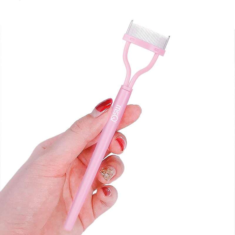 Eyelash Comb Separator MSQ Eyelash Mascara Brush and Comb Lash Separator With Comb Cover Arc Designed Cosmetic Brushes Tool Pink (Includes a Mascara Wand) - Image 2