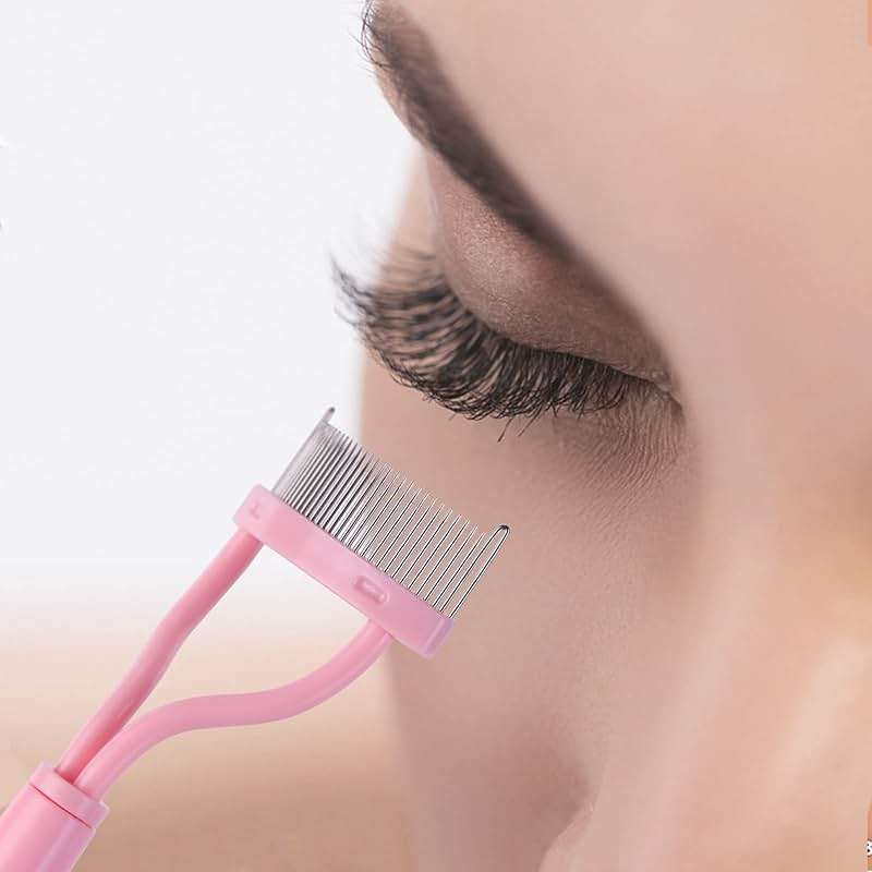 Eyelash Comb Separator MSQ Eyelash Mascara Brush and Comb Lash Separator With Comb Cover Arc Designed Cosmetic Brushes Tool Pink (Includes a Mascara Wand) - Image 3