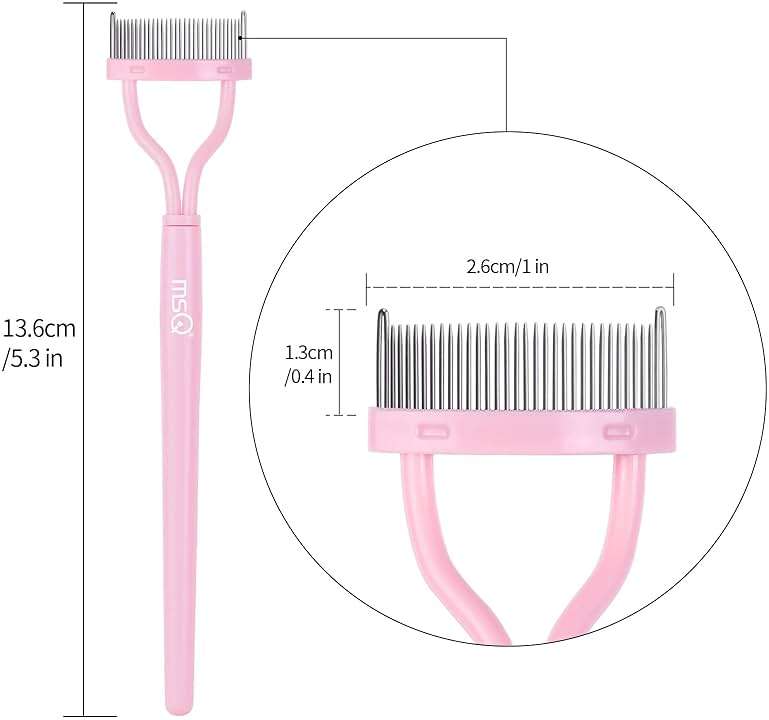 Eyelash Comb Separator MSQ Eyelash Mascara Brush and Comb Lash Separator With Comb Cover Arc Designed Cosmetic Brushes Tool Pink (Includes a Mascara Wand) - Image 5