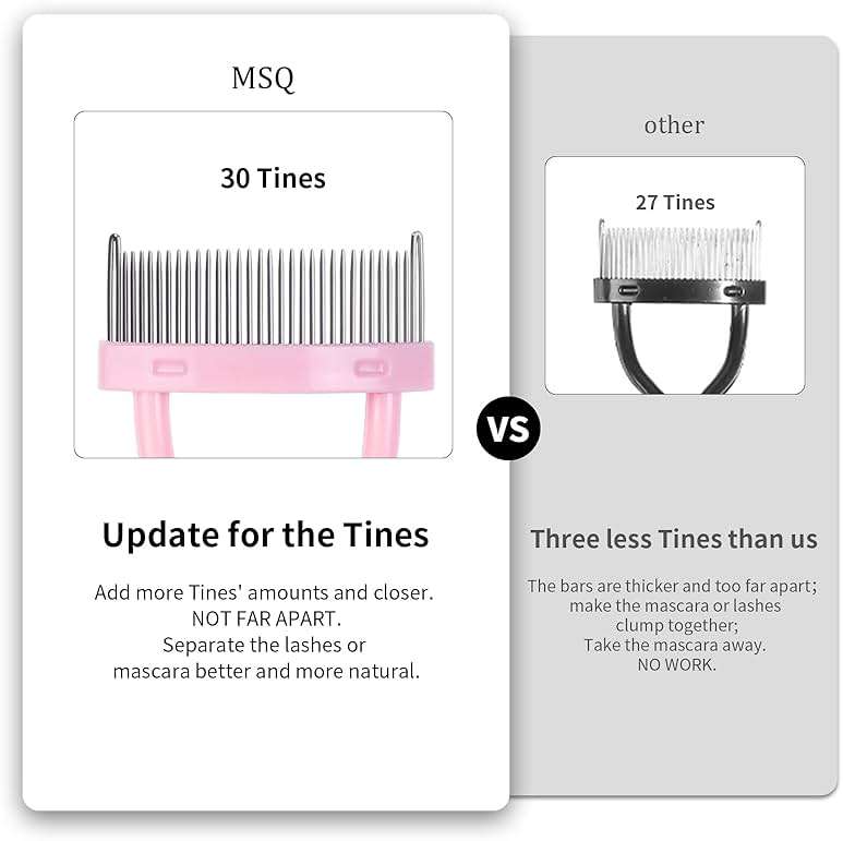 Eyelash Comb Separator MSQ Eyelash Mascara Brush and Comb Lash Separator With Comb Cover Arc Designed Cosmetic Brushes Tool Pink (Includes a Mascara Wand) - Image 6