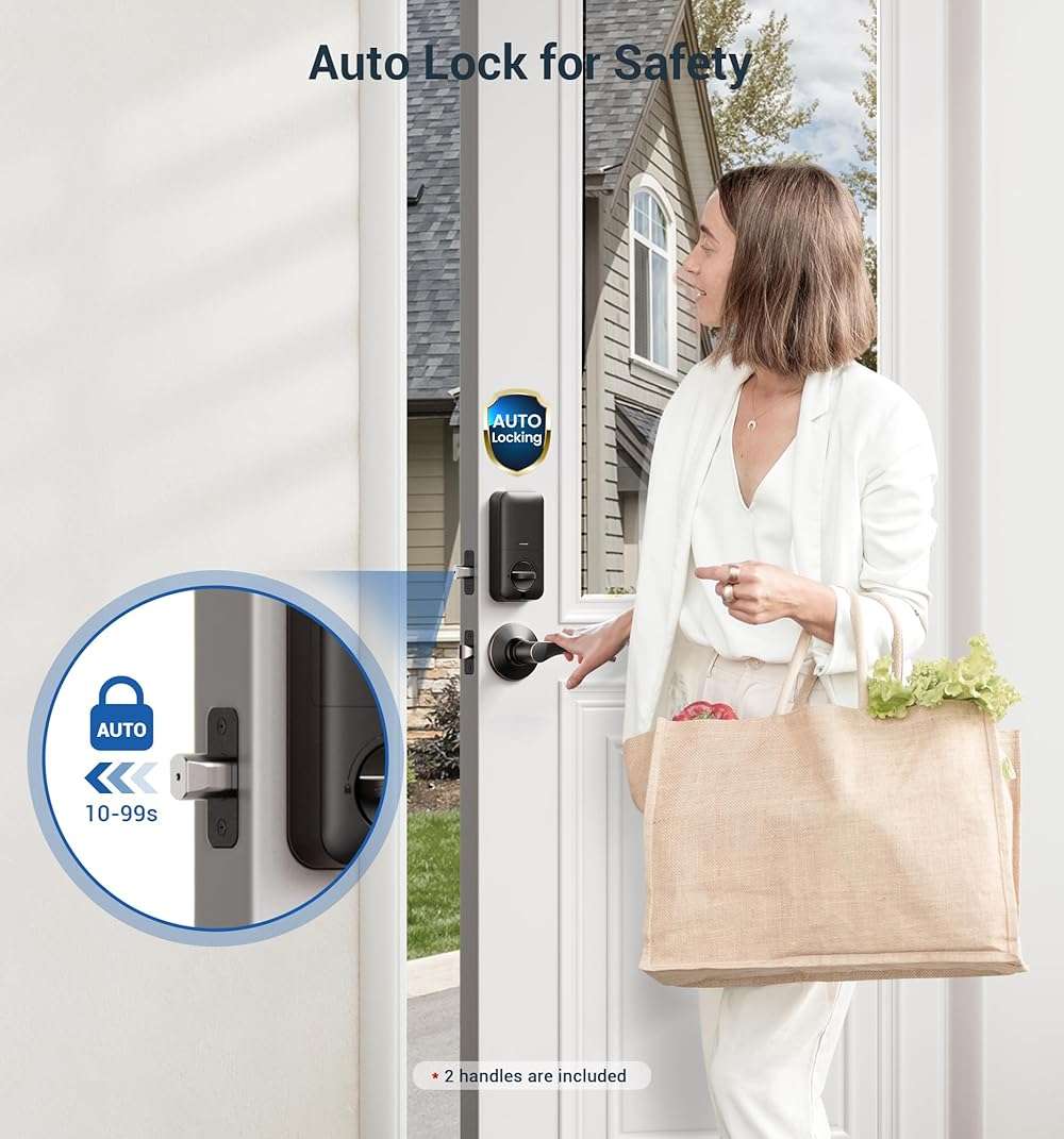 Veise Fingerprint Door Lock with 2 Lever Handles - Keyless Entry Door Lock, Electronic Keypad Deadbolt, Digital Smart Code & Front Handle Sets, Auto-Locking, Easy Installation, Oil Rubbed Bronze - Image 5