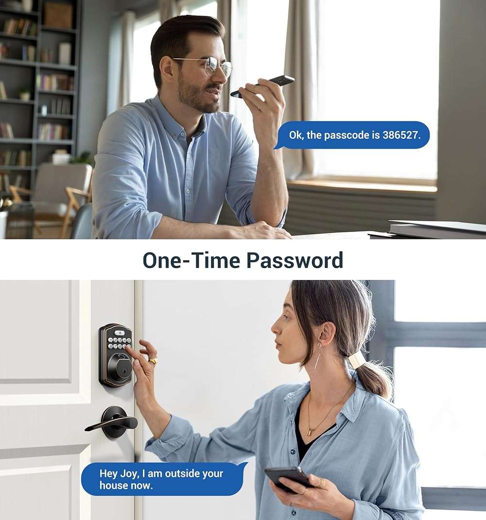 Veise Fingerprint Door Lock with 2 Lever Handles - Keyless Entry Door Lock, Electronic Keypad Deadbolt, Digital Smart Code & Front Handle Sets, Auto-Locking, Easy Installation, Oil Rubbed Bronze - Image 8