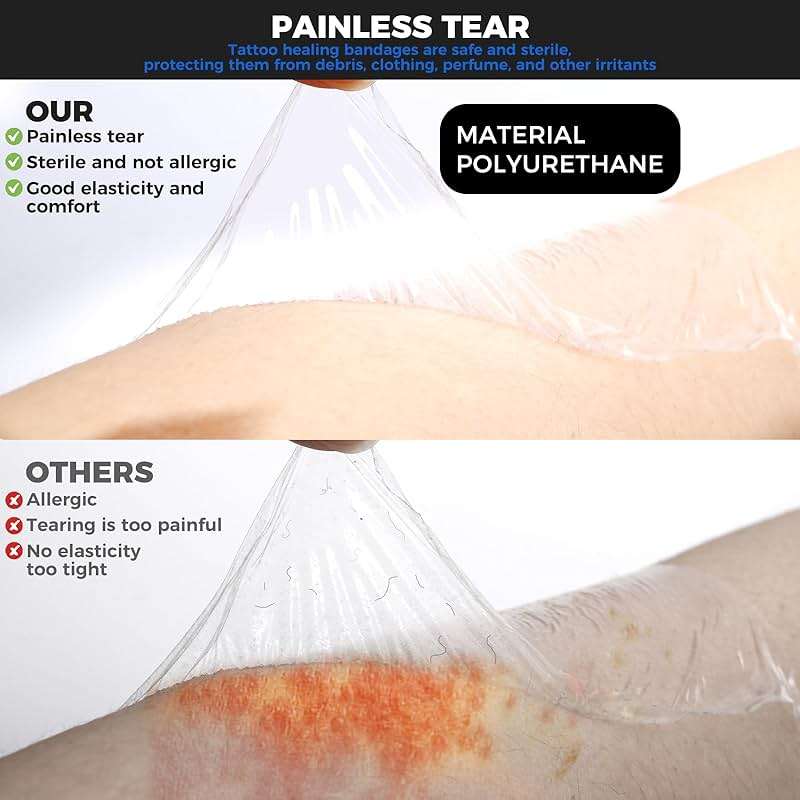 BFONS Tattoo Aftercare Waterproof Bandages 6 in x 4.4 yd Tattoo Cover Up Tape, Tattoo Supplies Second Skin Bandage Flat Roll Transparent Film Wound Healing Protective Clear Sterile and Safe Bandages - Image 4