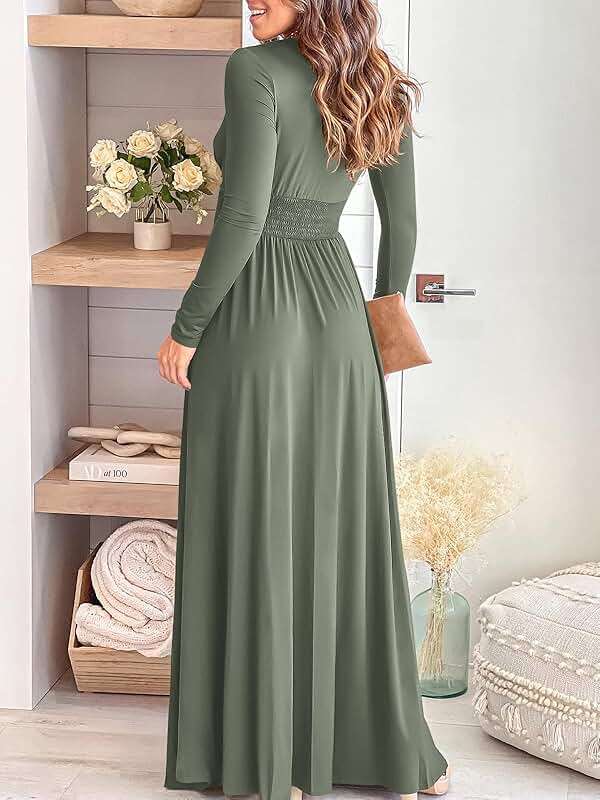 ANRABESS Women Summer Deep V Neck Short Sleeve Dresses Slit Elegant Wedding Guest Formal Cocktail Evening Maxi Long Dress - Image 4