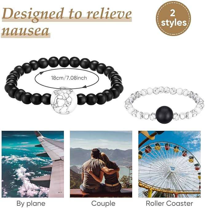 Yinkin 2 Pcs Anti Nausea Wristband Sea Sickness Relief Motion Wristbands Acupressure Bracelet for Car sickness Travel Push Bead into Wrist, Helps Vertigo, Relieves Dizziness - Image 2