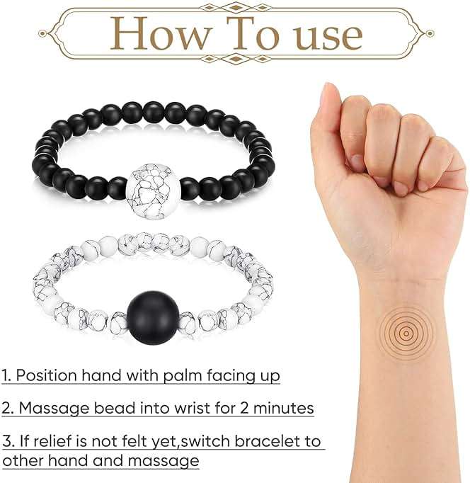 Yinkin 2 Pcs Anti Nausea Wristband Sea Sickness Relief Motion Wristbands Acupressure Bracelet for Car sickness Travel Push Bead into Wrist, Helps Vertigo, Relieves Dizziness - Image 4