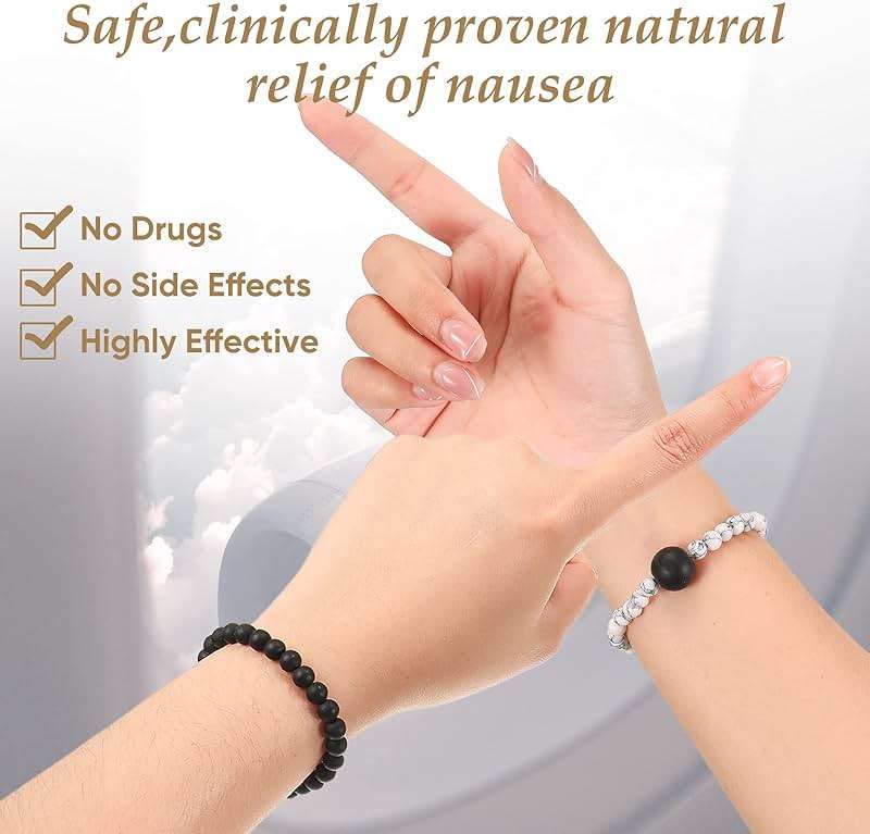 Yinkin 2 Pcs Anti Nausea Wristband Sea Sickness Relief Motion Wristbands Acupressure Bracelet for Car sickness Travel Push Bead into Wrist, Helps Vertigo, Relieves Dizziness - Image 5